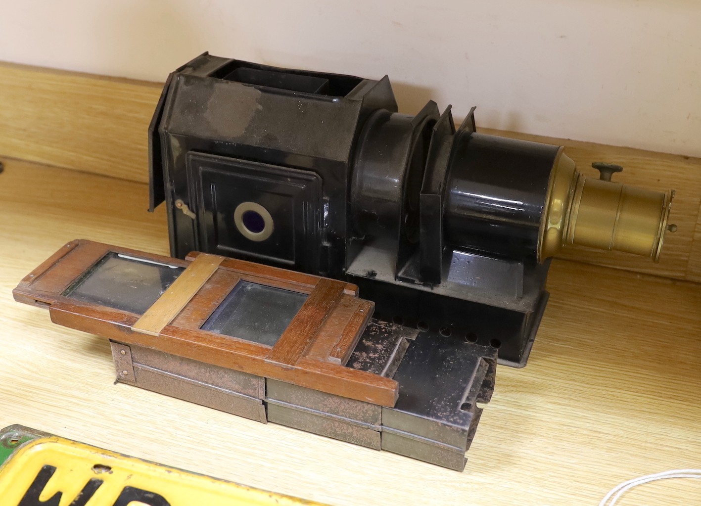 A Victorian magic lantern projector-44cms wide